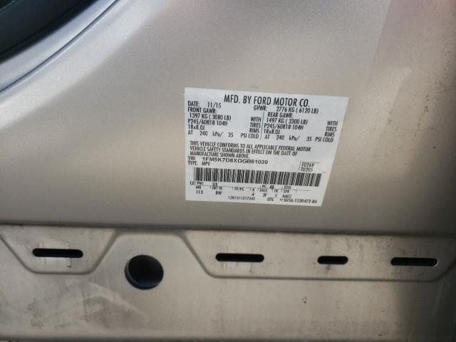 Photo 10 from auction – 2016 FORD EXPLORER X with VIN 1FM5K7D8XGGB61039