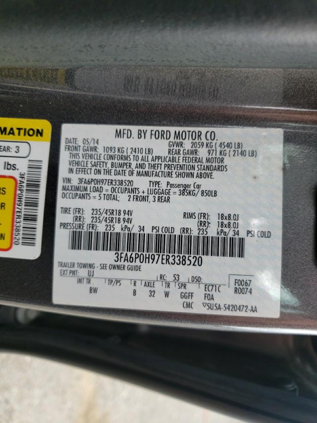 Photo 10 from auction – 2014 FORD FUSION SE with VIN 3FA6P0H97ER338520