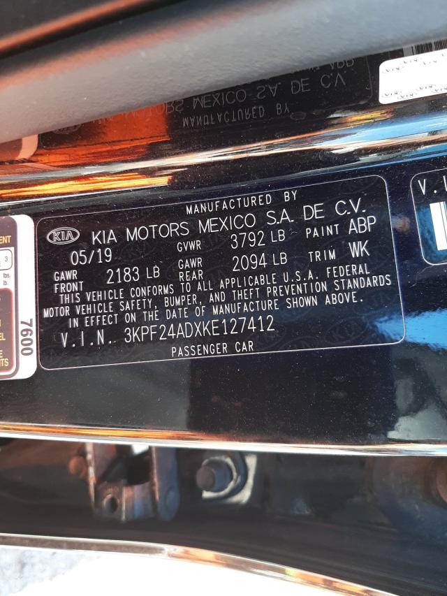 Photo 10 from auction – 2019 KIA FORTE FE with VIN 3KPF24ADXKE127412