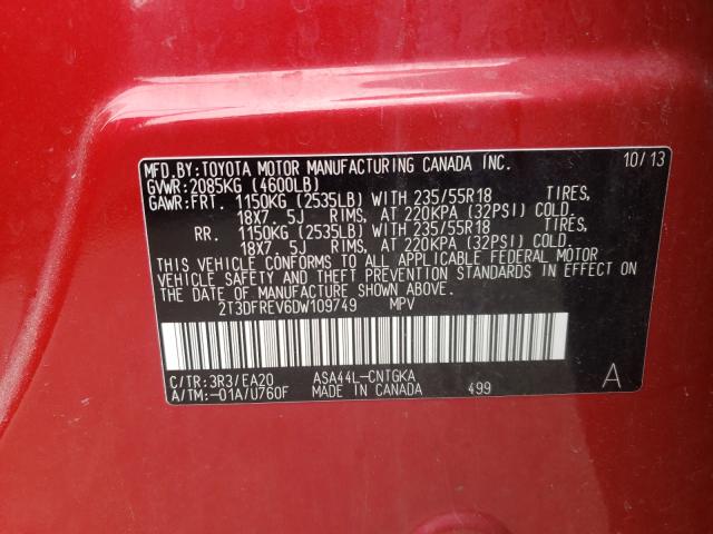 Photo 10 from auction – 2013 TOYOTA RAV4 LIMIT with VIN 2T3DFREV6DW109749