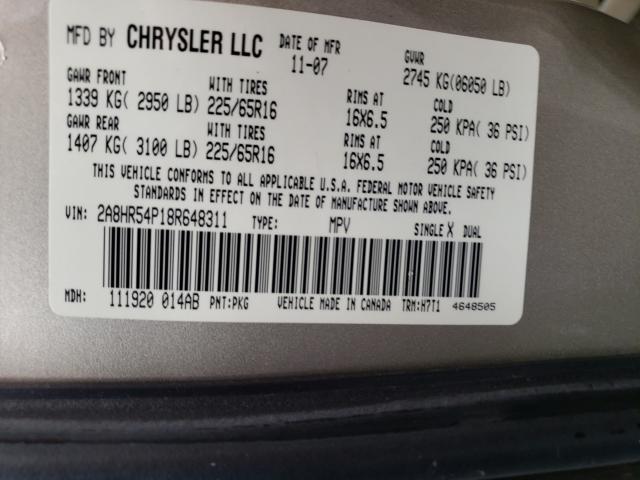 Photo 10 from auction – 2008 CHRYSLER TOWN & COU with VIN 2A8HR54P18R648311