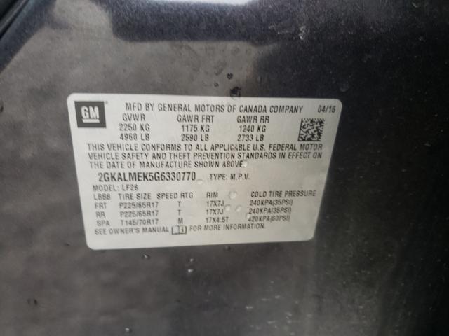 Photo 10 from auction – 2016 GMC TERRAIN SL with VIN 2GKALMEK5G6330770