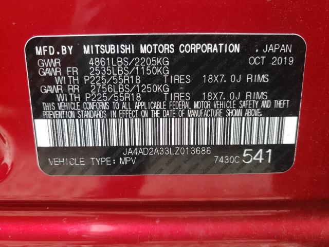 Photo 10 from auction – 2020 MITSUBISHI OUTLANDER with VIN JA4AD2A33LZ013686