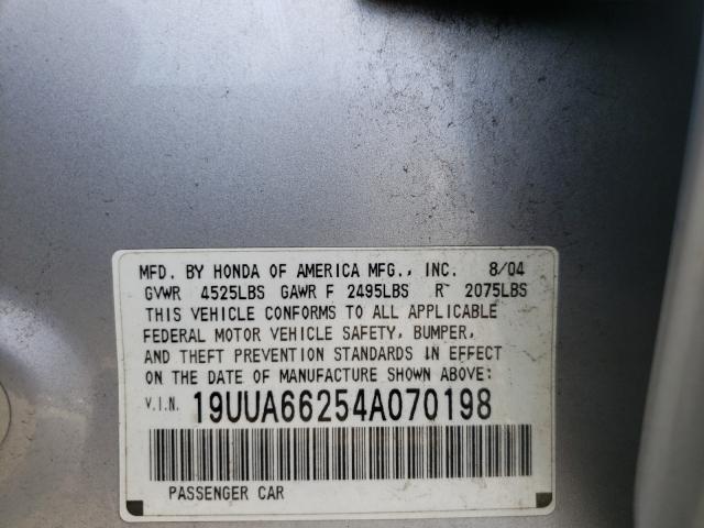 Photo 10 from auction – 2004 ACURA TL with VIN 19UUA66254A070198