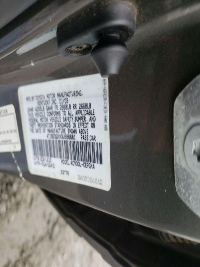 Photo 10 from auction – 2003 TOYOTA CAMRY LE with VIN 4T1BE32KX3U686681