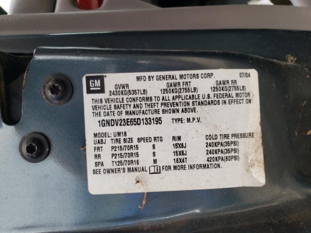 Photo 10 from auction – 2005 CHEVROLET VENTURE LS with VIN 1GNDV23E65D133195
