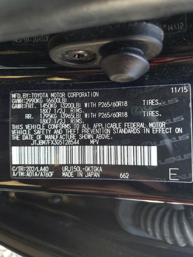 Photo 10 from auction – 2016 LEXUS GX 460 with VIN JTJBM7FX3G5128544