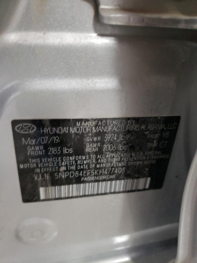 Photo 10 from auction – 2019 HYUNDAI ELANTRA with VIN 5NPD84LF5KH477403