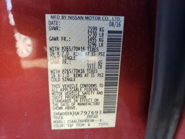 Photo 10 from auction – 2016 NISSAN FRONTIER S with VIN 1N6AD0ER3GN797693