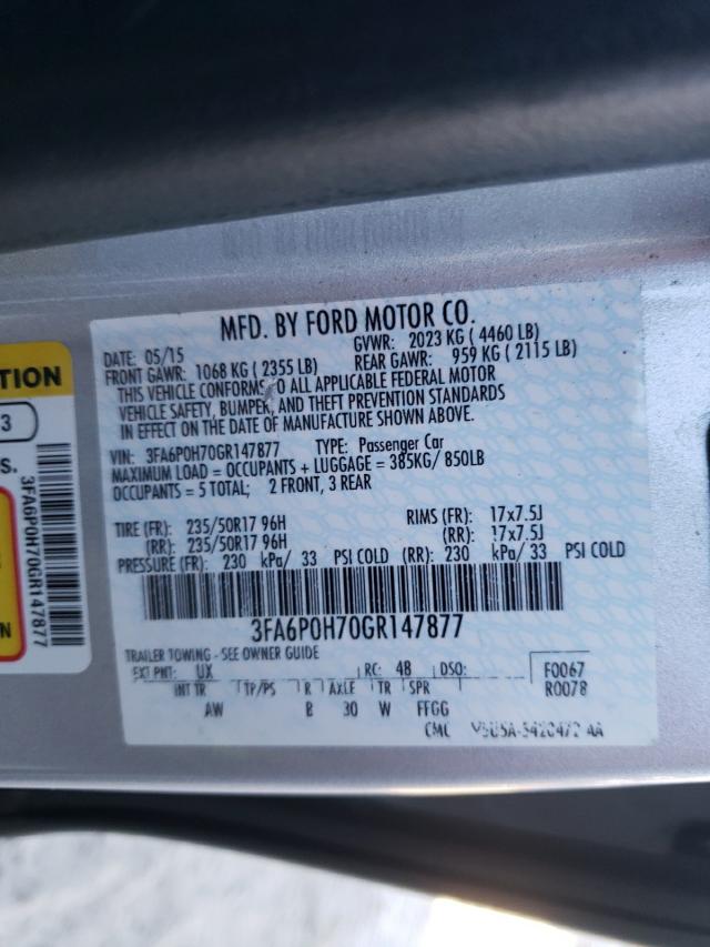 Photo 10 from auction – 2016 FORD FUSION SE with VIN 3FA6P0H70GR147877