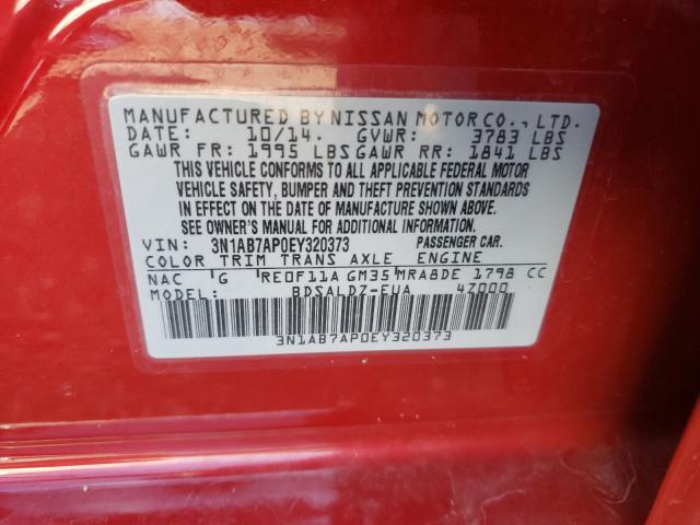 Photo 10 from auction – 2014 NISSAN SENTRA S with VIN 3N1AB7AP0EY320373
