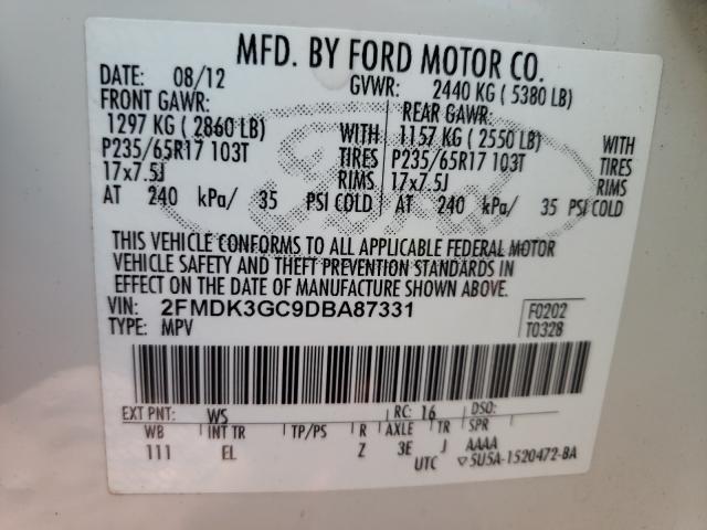 Photo 10 from auction – 2013 FORD EDGE SE with VIN 2FMDK3GC9DBA87331