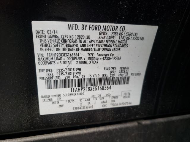 Photo 10 from auction – 2014 FORD TAURUS SEL with VIN 1FAHP2E8XEG168564