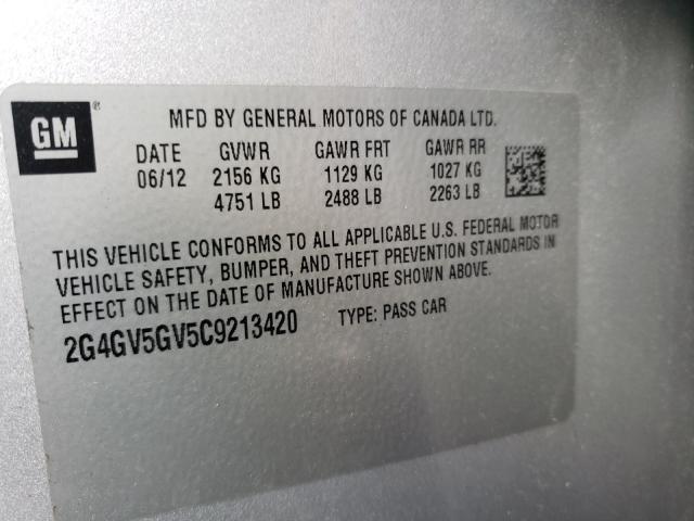 Photo 10 from auction – 2012 BUICK REGAL GS with VIN 2G4GV5GV5C9213420