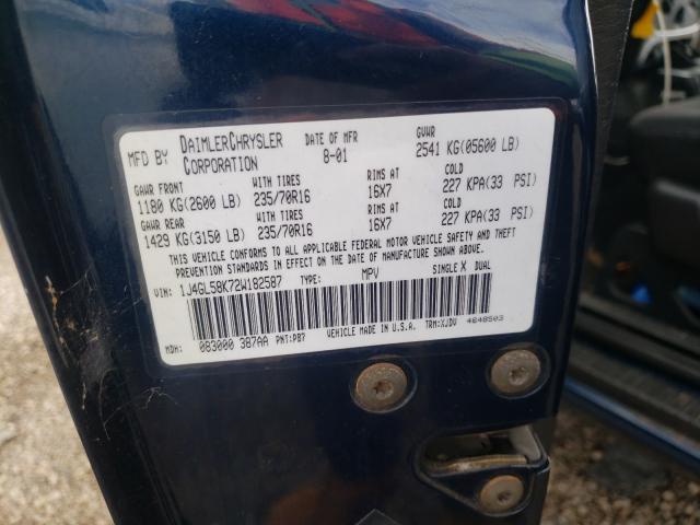 Photo 10 from auction – 2002 JEEP LIBERTY LI with VIN 1J4GL58K72W182587