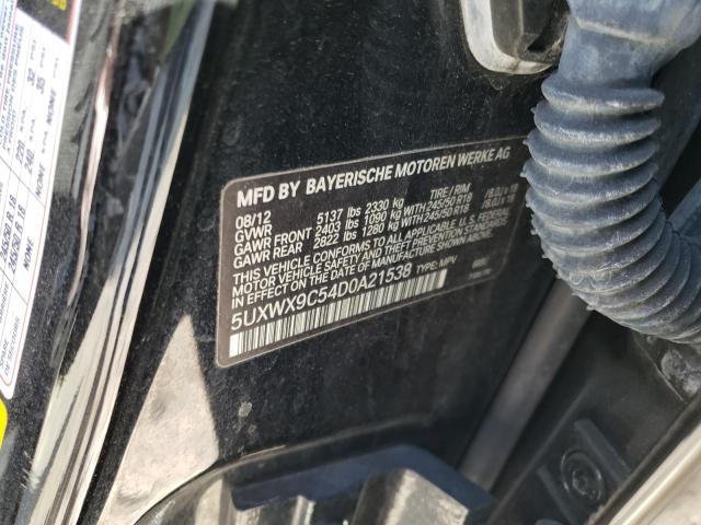 Photo 10 from auction – 2013 BMW X3 XDRIVE2 with VIN 5UXWX9C54D0A21538