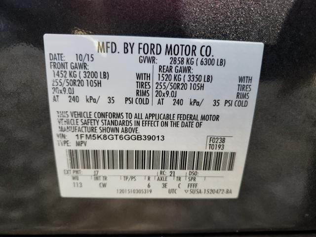 Photo 10 from auction – 2016 FORD EXPLORER S with VIN 1FM5K8GT6GGB39013