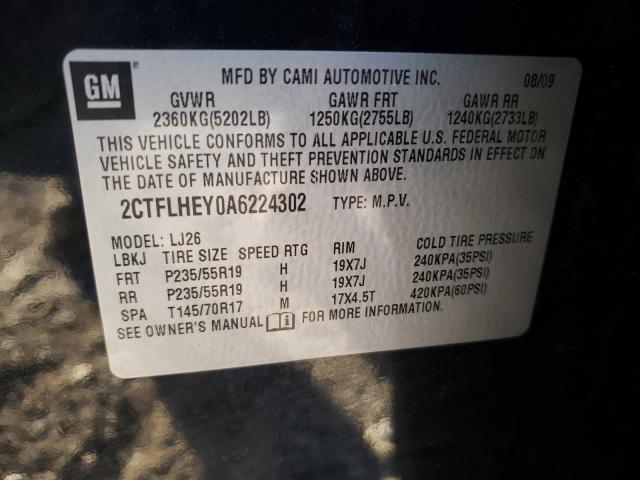 Photo 10 from auction – 2010 GMC TERRAIN SL with VIN 2CTFLHEY0A6224302
