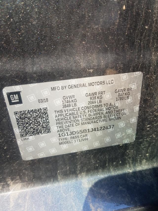 Photo 10 from auction – 2018 CHEVROLET SONIC LT with VIN 1G1JD5SB1J4122437