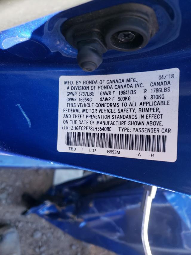 Photo 10 from auction – 2018 HONDA CIVIC EX with VIN 2HGFC2F78JH554080