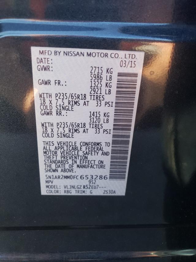 Photo 10 from auction – 2015 NISSAN PATHFINDER with VIN 5N1AR2MM0FC653286