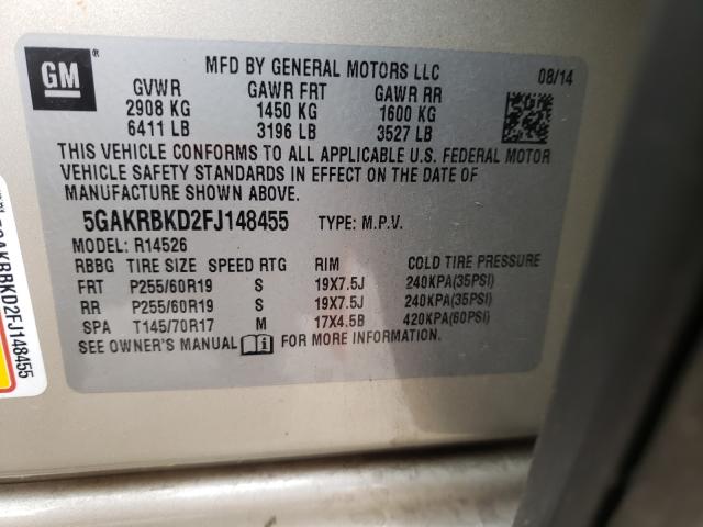 Photo 10 from auction – 2015 BUICK ENCLAVE with VIN 5GAKRBKD2FJ148455