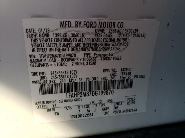 Photo 10 from auction – 2013 FORD TAURUS POL with VIN 1FAHP2M87DG199870