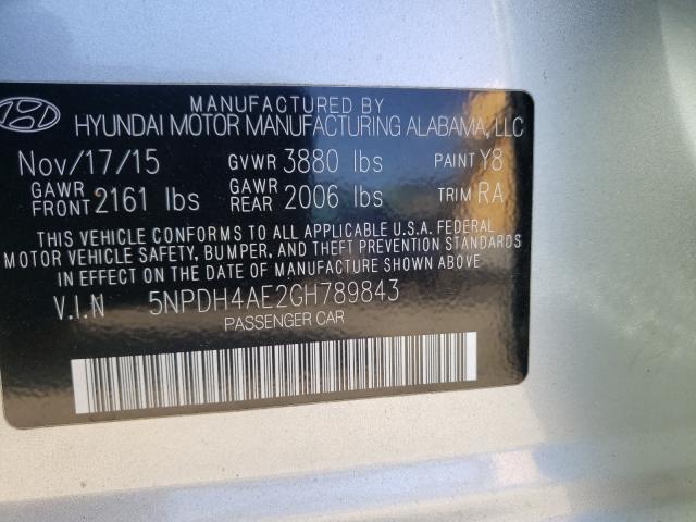 Photo 10 from auction – 2016 HYUNDAI ELANTRA SE with VIN 5NPDH4AE2GH789843