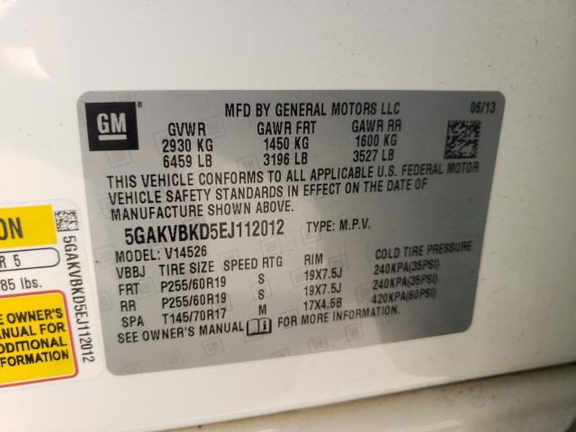 Photo 10 from auction – 2014 BUICK ENCLAVE with VIN 5GAKVBKD5EJ112012