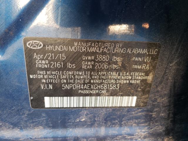 Photo 10 from auction – 2016 HYUNDAI ELANTRA SE with VIN 5NPDH4AEXGH681583