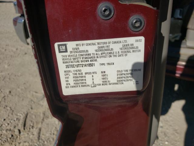 Photo 10 from auction – 2002 GMC NEW SIERRA with VIN 2GTEC19T721418501