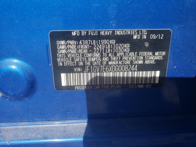 Photo 10 from auction – 2013 SUBARU IMPREZA WR with VIN JF1GV7E6XDG008244