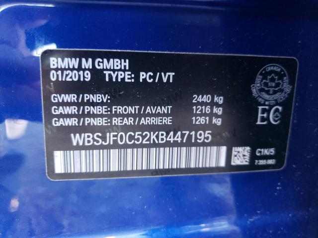 Photo 10 from auction – 2019 BMW M5 with VIN WBSJF0C52KB447195