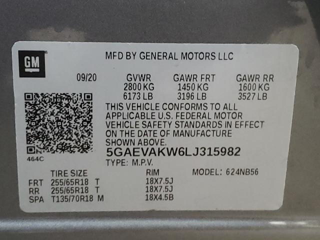 Photo 10 from auction – 2020 BUICK ENCLAVE ES with VIN 5GAEVAKW6LJ315982