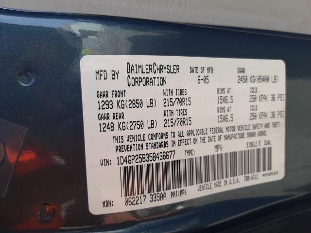 Photo 10 from auction – 2005 DODGE CARAVAN SE with VIN 1D4GP25B35B436677