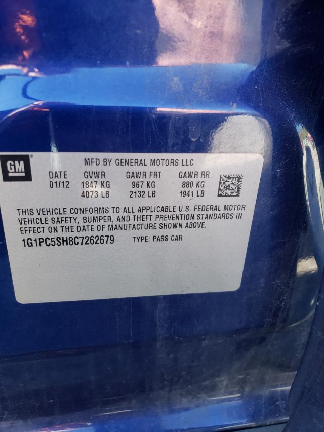 Photo 10 from auction – 2012 CHEVROLET CRUZE LS with VIN 1G1PC5SH8C7262679