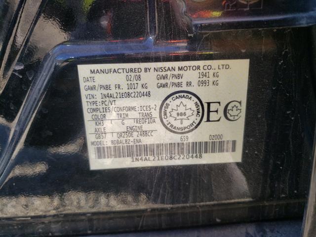 Photo 10 from auction – 2008 NISSAN ALTIMA 2.5 with VIN 1N4AL21E08C220448
