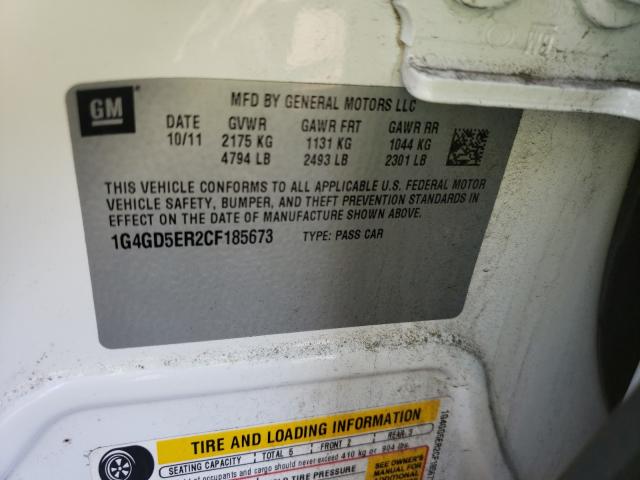 Photo 10 from auction – 2012 BUICK LACROSSE P with VIN 1G4GD5ER2CF185673