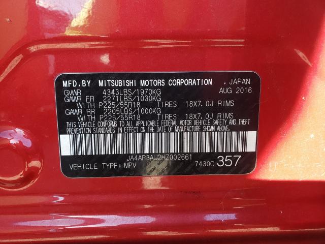 Photo 10 from auction – 2017 MITSUBISHI OUTLANDER with VIN JA4AP3AU2HZ002661