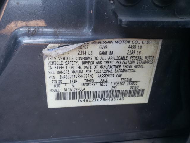 Photo 10 from auction – 2008 NISSAN ALTIMA 3.5 with VIN 1N4BL21E78N435740