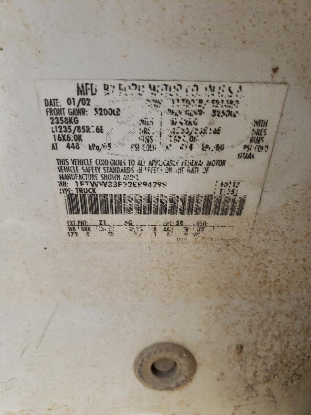 Photo 10 from auction – 2002 FORD F350 SUPER with VIN 1FTWW33F92EB94298