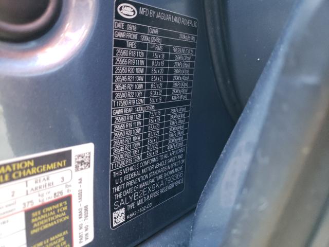 Photo 10 from auction – 2019 LAND ROVER RANGE ROVE with VIN SALYB2EX9KA793366