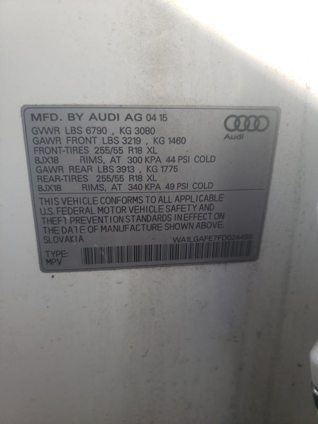 Photo 10 from auction – 2015 AUDI Q7 PREMIUM with VIN WA1LGAFE7FD024499