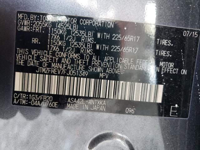 Photo 10 from auction – 2015 TOYOTA RAV4 LE with VIN JTMZFREV7FJ051349