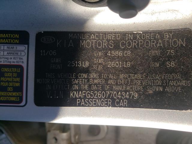 Photo 10 from auction – 2007 KIA RONDO LX with VIN KNAFG526077043479