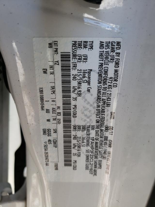 Photo 10 from auction – 2012 FORD FOCUS SE with VIN 1FAHP3F23CL211937