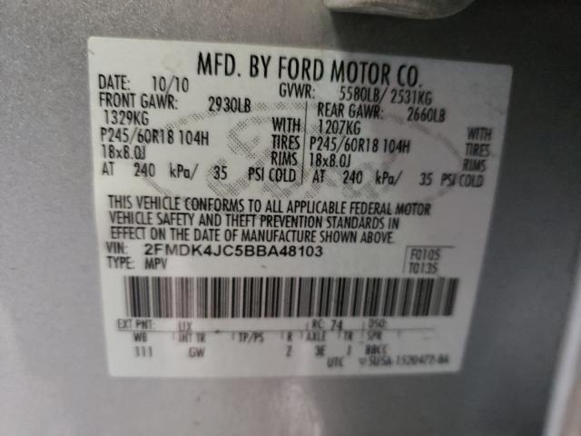 Photo 10 from auction – 2011 FORD EDGE SEL with VIN 2FMDK4JC5BBA48103