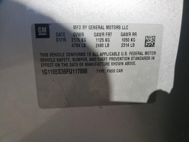 Photo 10 from auction – 2015 CHEVROLET IMPALA LTZ with VIN 1G1165S36FU117888