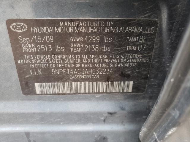 Photo 10 from auction – 2010 HYUNDAI SONATA GLS with VIN 5NPET4AC3AH632234