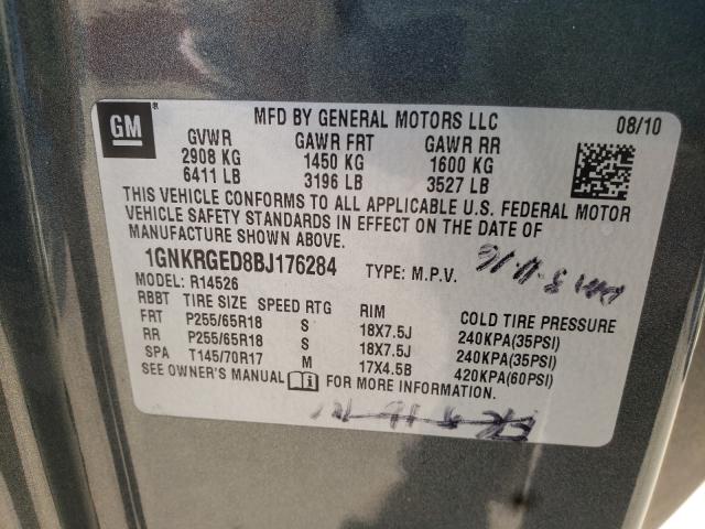 Photo 10 from auction – 2011 CHEVROLET TRAVERSE L with VIN 1GNKRGED8BJ176284